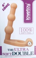 Страпон на пенис с вибрацией Doubl soft 6" телесный