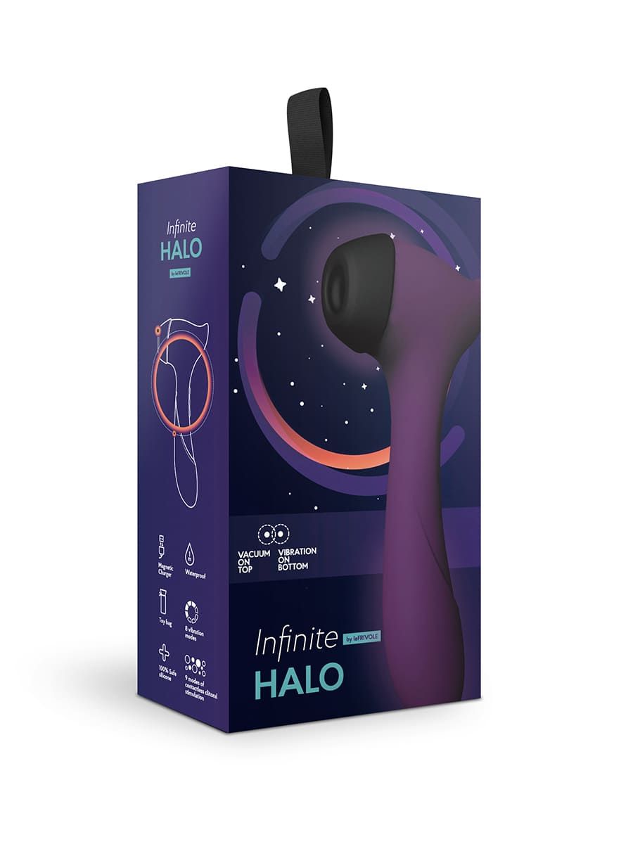 Вакуумный бесконтактный стимулятор клитора и вибратор Halo цвет фиолетовый